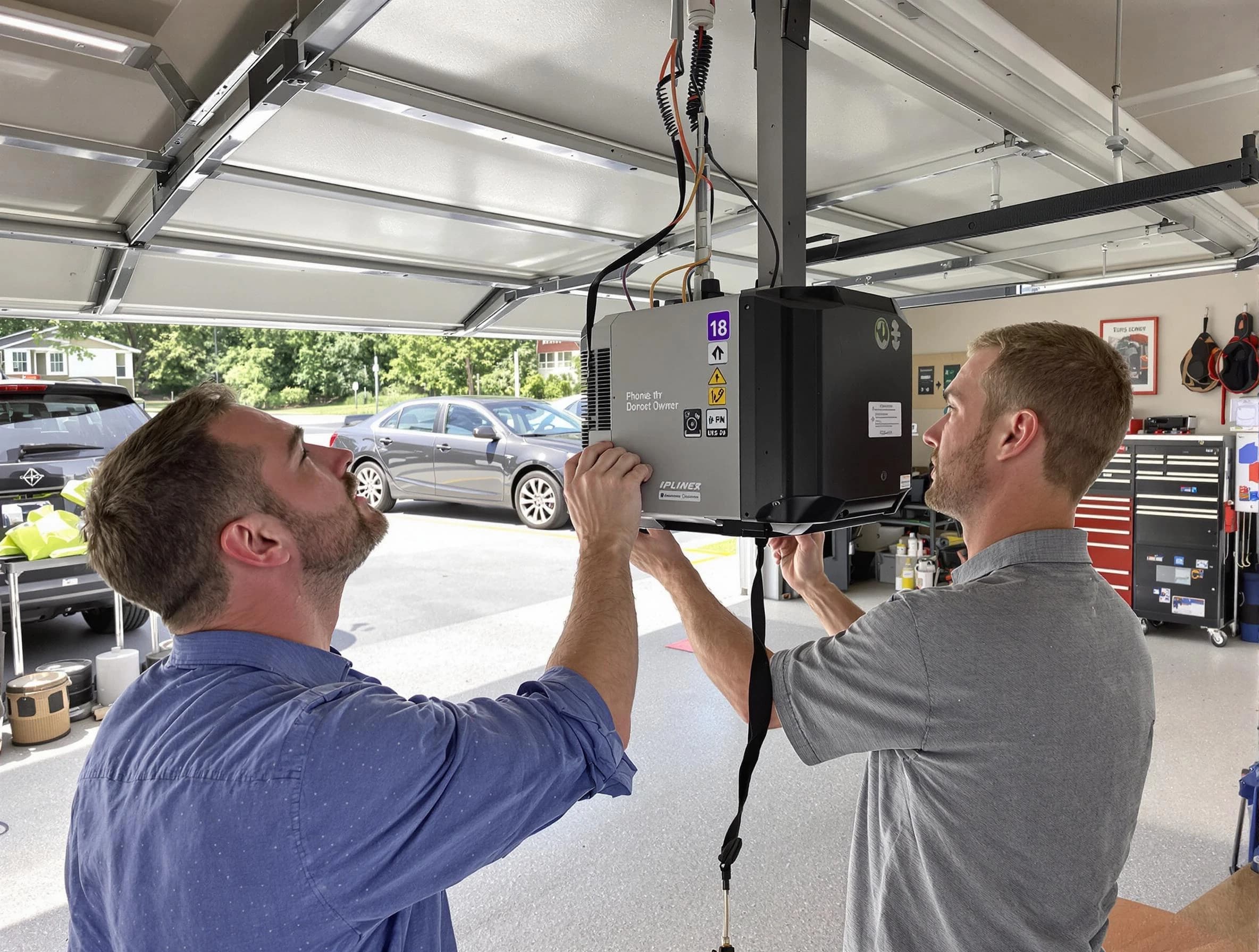 Wilmette Garage Door Repair technician installing garage door opener in Wilmette