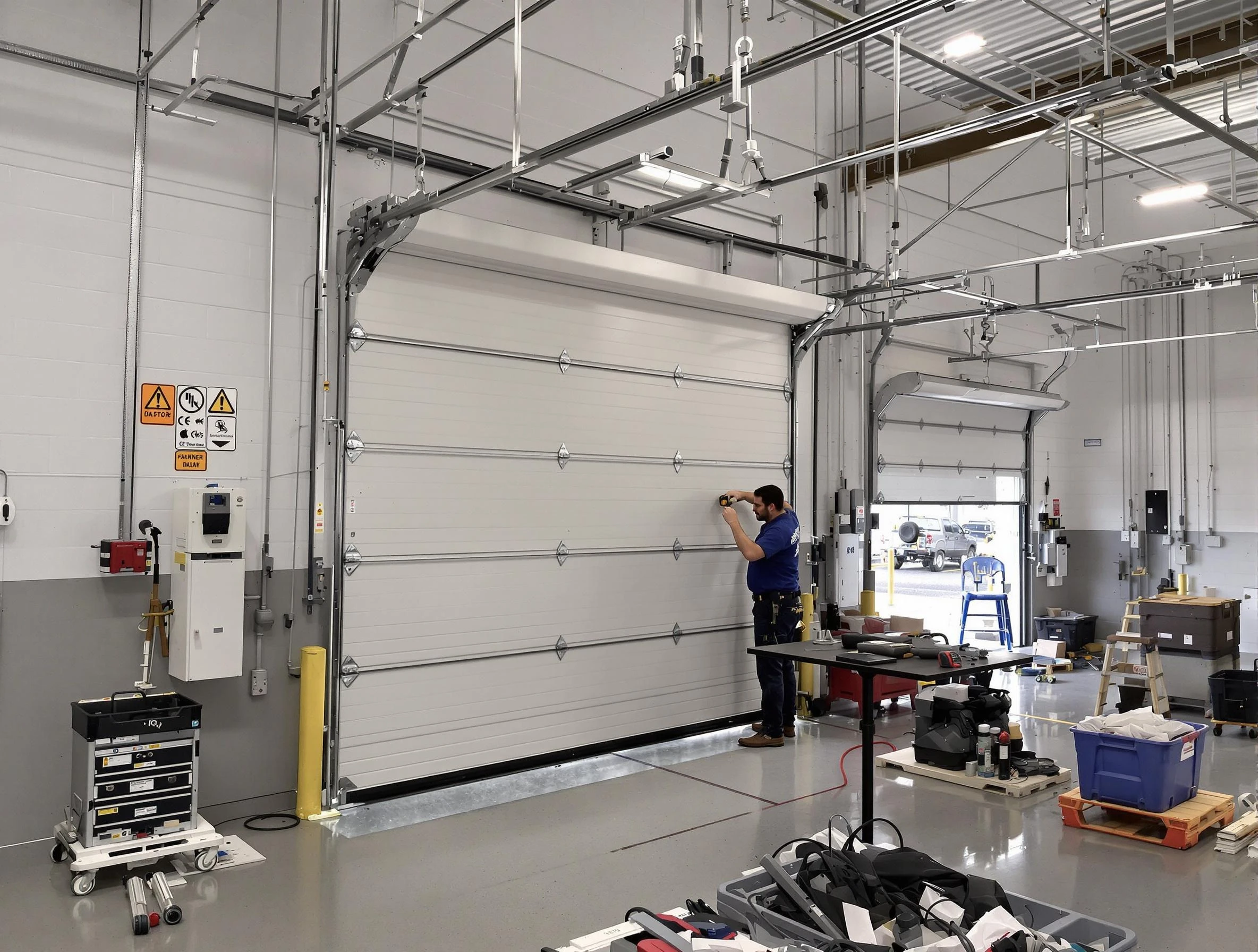 Commercial garage door repair being performed by Wilmette Garage Door Repair expert in Wilmette