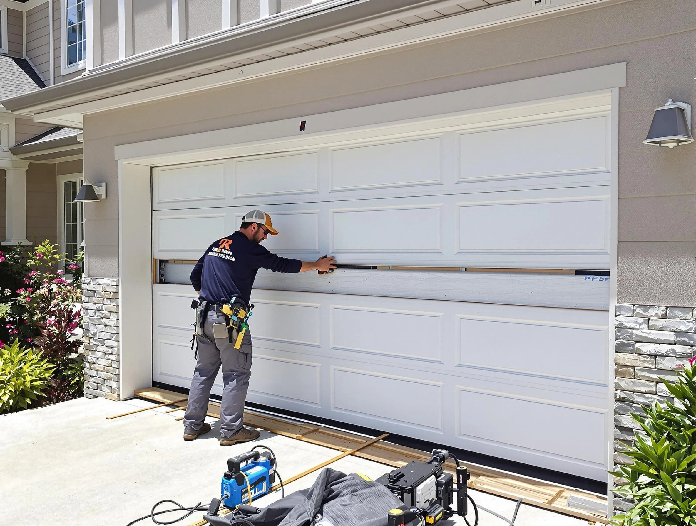 Wilmette Garage Door Repair team performing complete garage door replacement at Wilmette residence