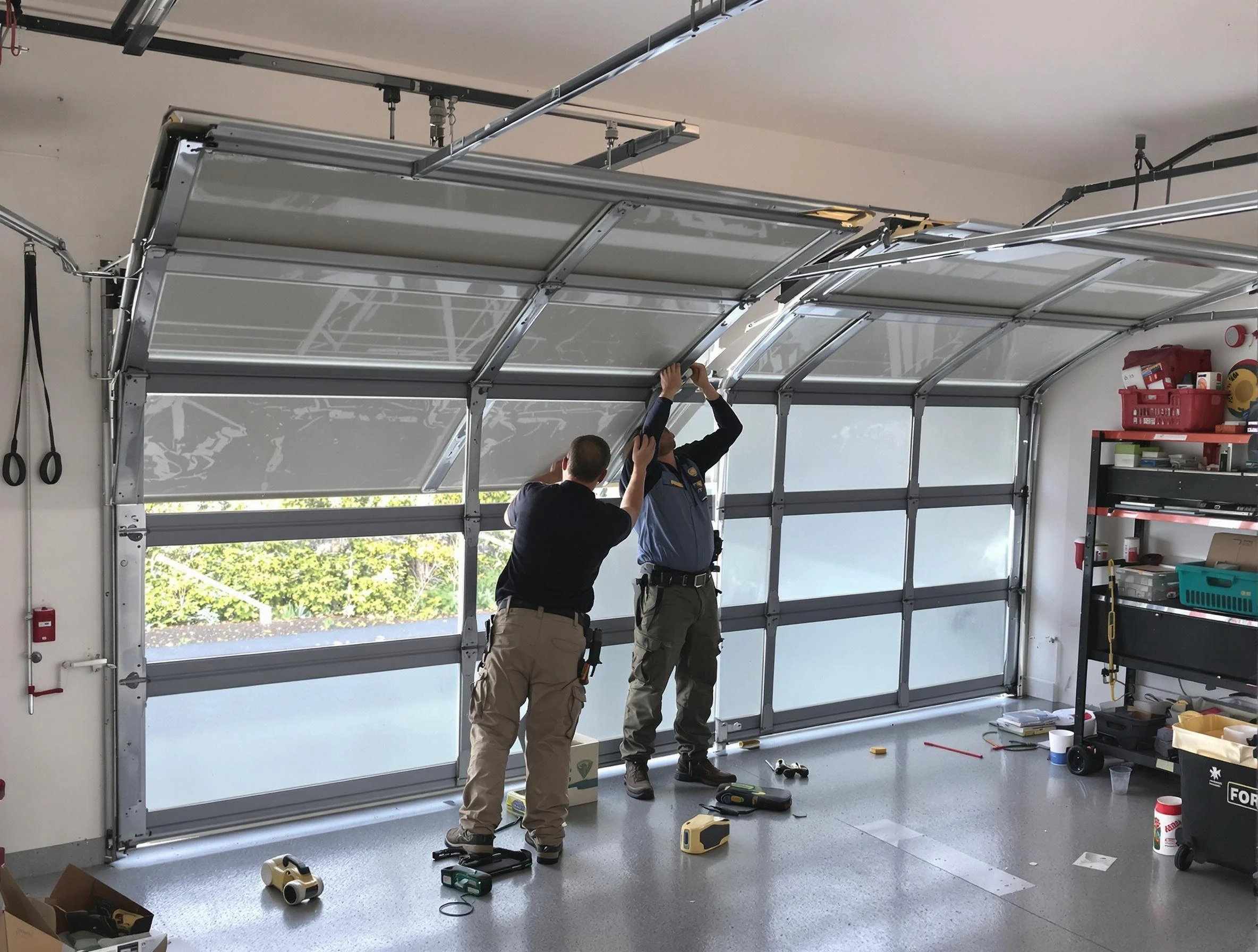 Wilmette Garage Door Repair expert performing precise panel replacement on Wilmette garage door