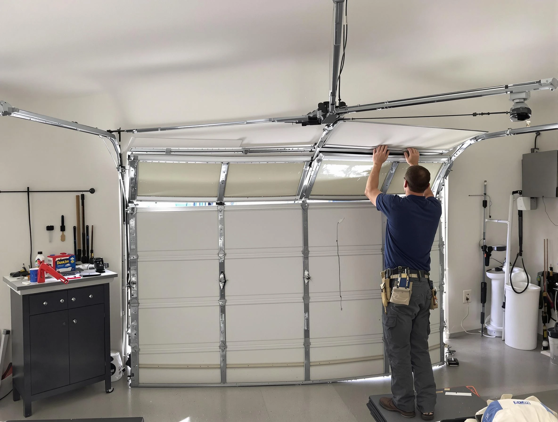 Wilmette Garage Door Repair specialist performing precise section replacement on Wilmette garage door