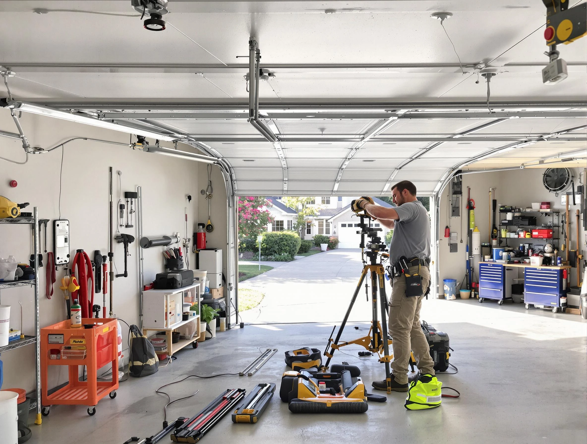 Wilmette Garage Door Repair specialist performing laser-guided track alignment in Wilmette
